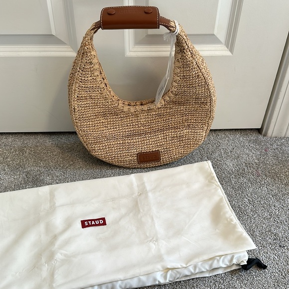 🆕 NWT STAUD MOON RAFFIA BAG NATURAL RAFFIA - Picture 15 of 15